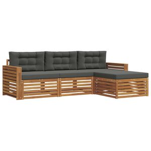 vidaXL Buiten bankenset Natuurlijk en Antraciet 257,5 x 162,5 x 73 cm
