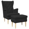 vidaXL Fauteuil met Voetenbank 2 st Zwart Stof