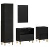 vidaXL 4-delige Badkamermeubelset bewerkt hout zwart