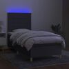 vidaXL Boxspring met matras en LED stof donkergrijs 90x190 cm