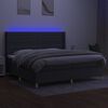 vidaXL Boxspring met matras en LED stof donkergrijs 200x200 cm