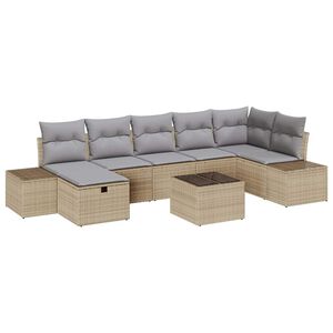 vidaXL Bankstel 7 st poly rattan
