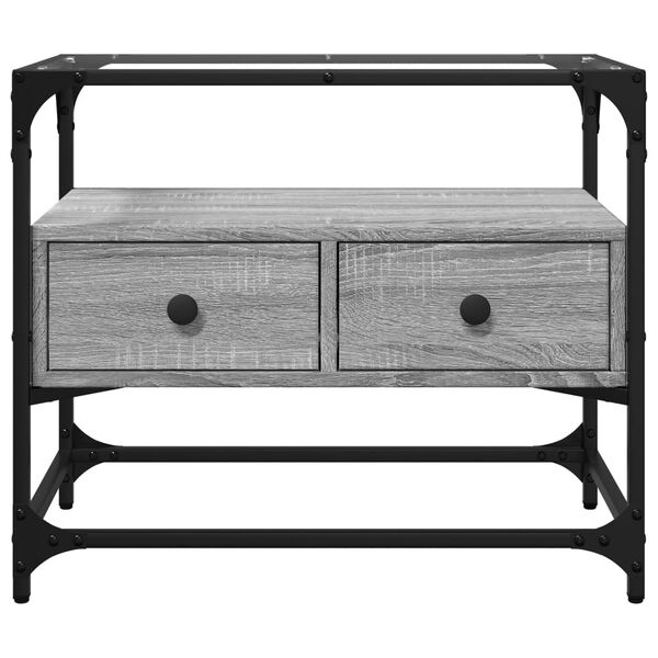 vidaXL Tv-meubel met glazen blad 60x35x51 cm bewerkt hout grijs sonoma