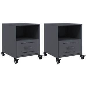vidaXL Nachtkastjes 2 st 36x39x43,5 cm staal antracietkleurig