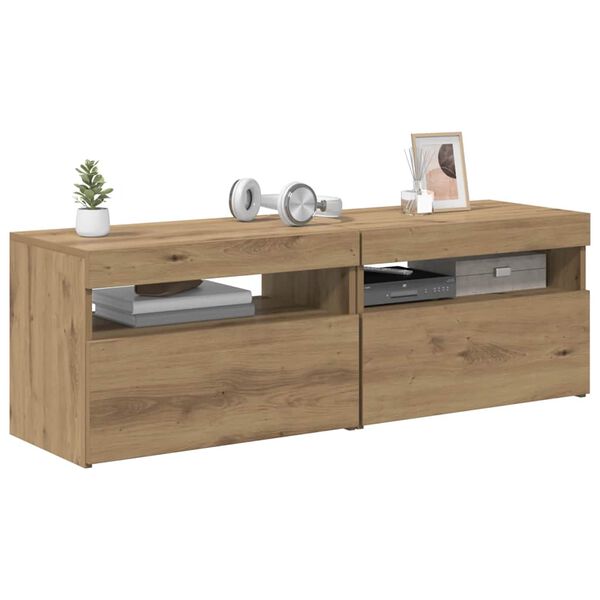 vidaXL Tv-meubels met LED 2 st bewerkt hout artisanaal eiken