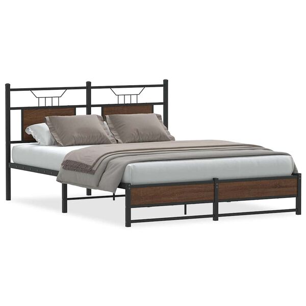 vidaXL Bedframe zonder matras bewerkt hout bruin eikenkleur 137x190 cm
