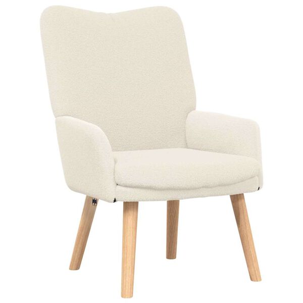 vidaXL Fauteuil Cr&egrave;me 63 x 67 x 94 cm Schapenstof en Triplex