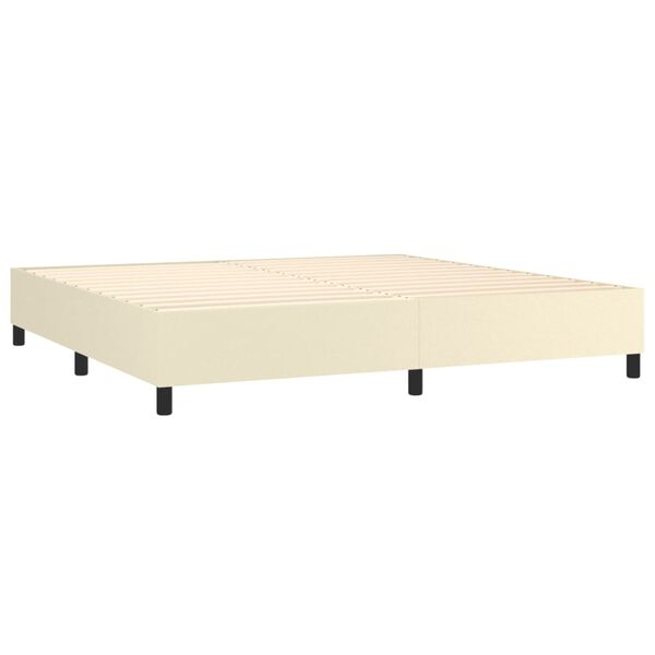 vidaXL Boxspring met matras kunstleer cr&egrave;mekleurig 200x200 cm