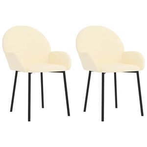 vidaXL Eetkamerstoelen 2 st kunstleer cr&egrave;mekleurig