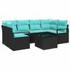 vidaXL Bankstel 7 pcs Zwart en Blauw poly rattan