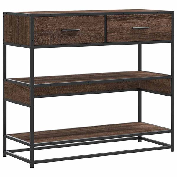 vidaXL Wandtafel 90x35x80 cm bewerkt hout bruin eikenkleur