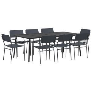 vidaXL Eetkamerset 9 st Antraciet Staal