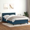 vidaXL Boxspring met matras fluweel donkerblauw 140x220 cm