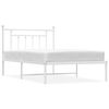vidaXL Bedframe met hoofdbord metaal wit 100x200 cm