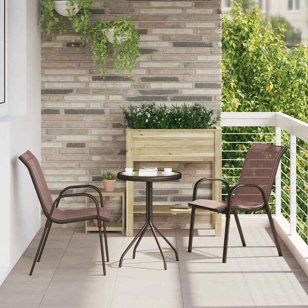vidaXL Tuin Bistro Set 3 pcs Bruin Staal