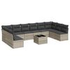 vidaXL 11-delige Loungeset met kussens poly rattan lichtgrijs