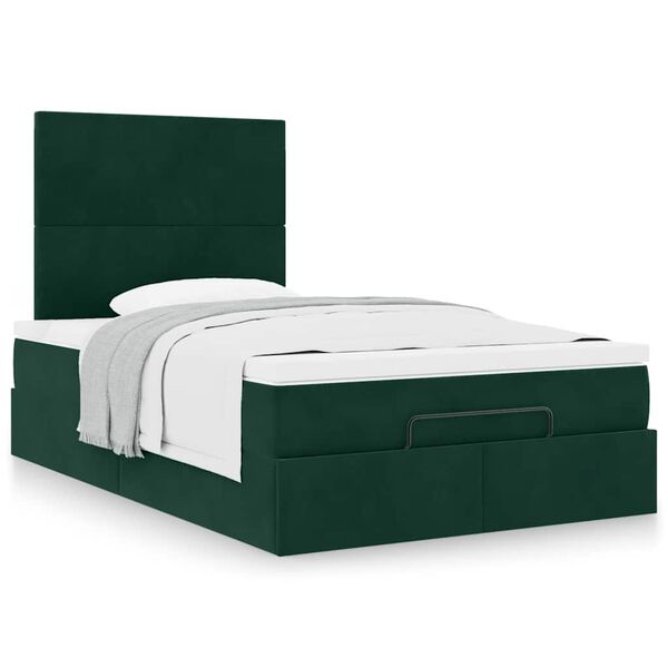 vidaXL Ottoman bed met matrassen 120x190cm fluweel donkergroen