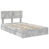 vidaXL Opslag bed met hoofdeinde Beton Grijs 150 x 200 cm Bewerkt hout