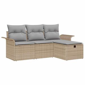 vidaXL Tuin Sofa Set 4 st Beige en Licht Grijs poly rattan