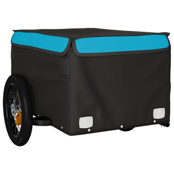 vidaXL Fietstrailer 30 kg ijzer zwart en blauw