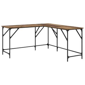 vidaXL Bureau Oud Hout Bewerkt hout 149 x 149 x 75 cm
