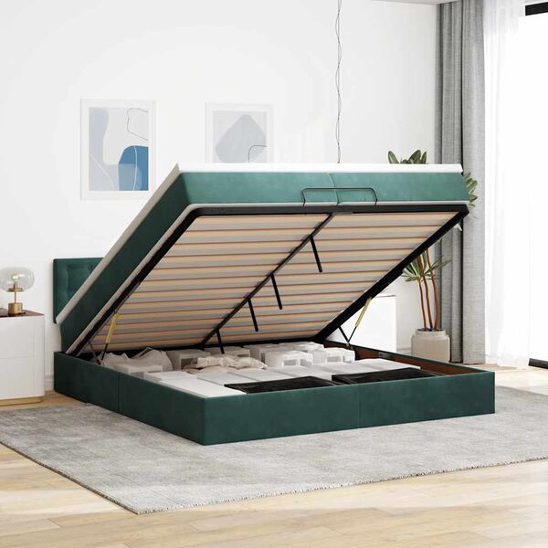 vidaXL Ottoman bed met matrassen en LED's 200x200cm fluweel