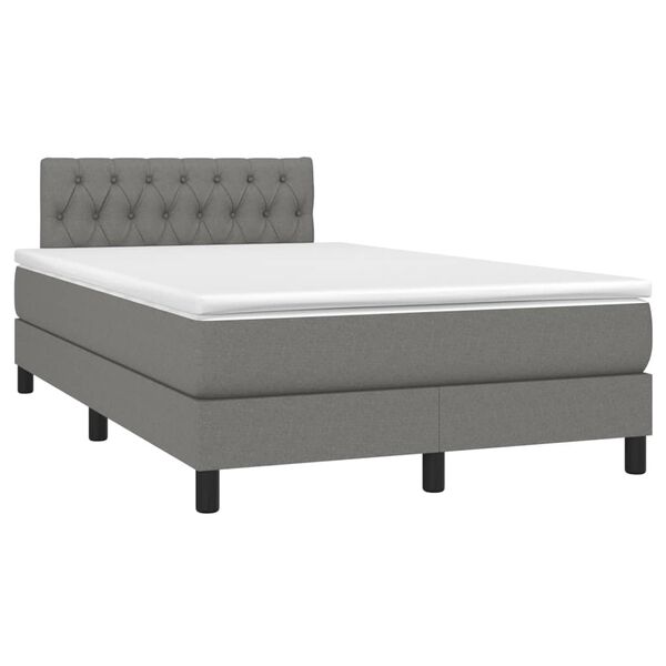 vidaXL Boxspring met matras en LED stof donkergrijs 120x190 cm
