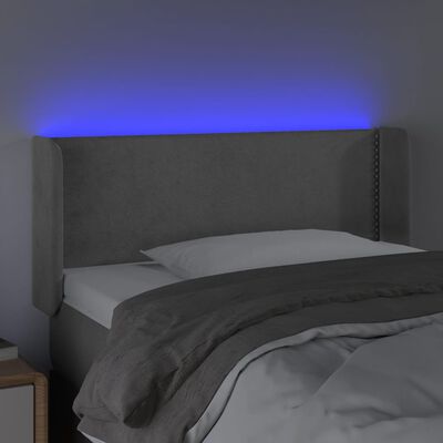 vidaXL Hoofdbord LED 83x16x78/88 cm fluweel lichtgrijs