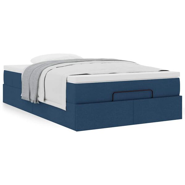 vidaXL Ottoman bed met matras 120x190 cm stof blauw