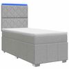 vidaXL LED Boxspring Bed met Matras Lichtgrijs 100 x 200 cm Stof