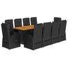 vidaXL 11-delige Tuinset met kussens poly rattan zwart