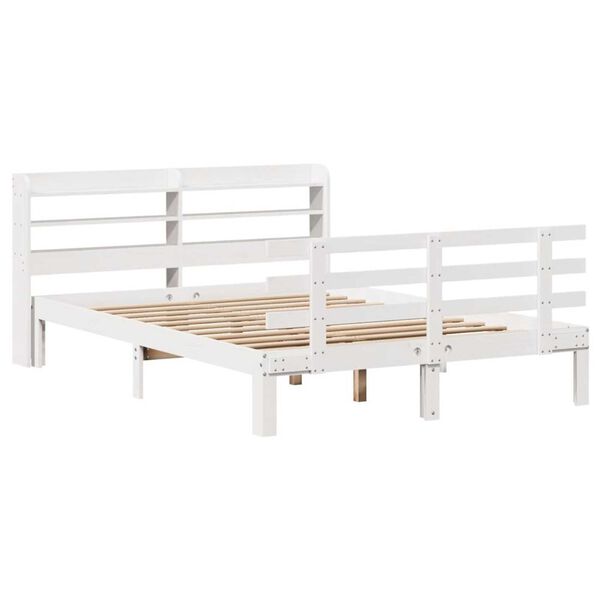 vidaXL Bedframe met hoofdbord massief grenenhout wit 120x190 cm