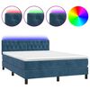 vidaXL Boxspring met matras en LED fluweel donkerblauw 140x190 cm