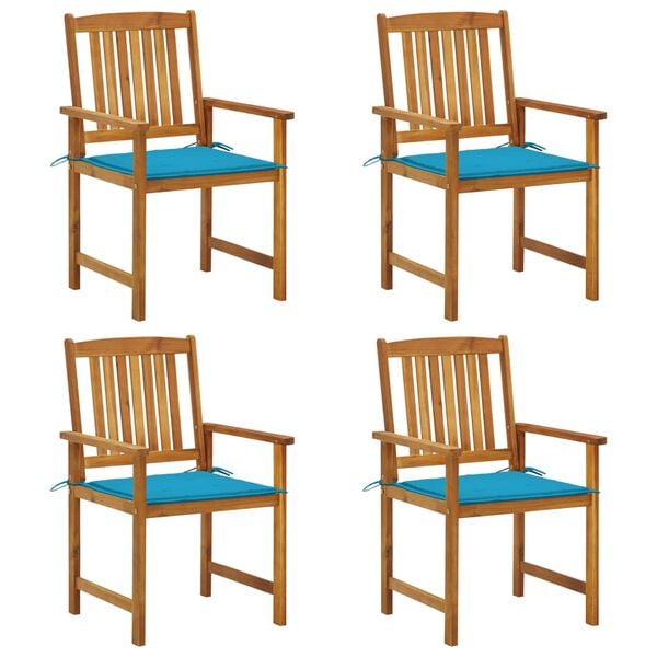 vidaXL Tuinstoelen 4 st met kussens massief acaciahout