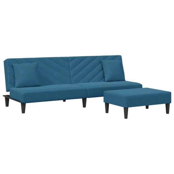 vidaXL 2-delige Loungeset met kussens fluweel blauw
