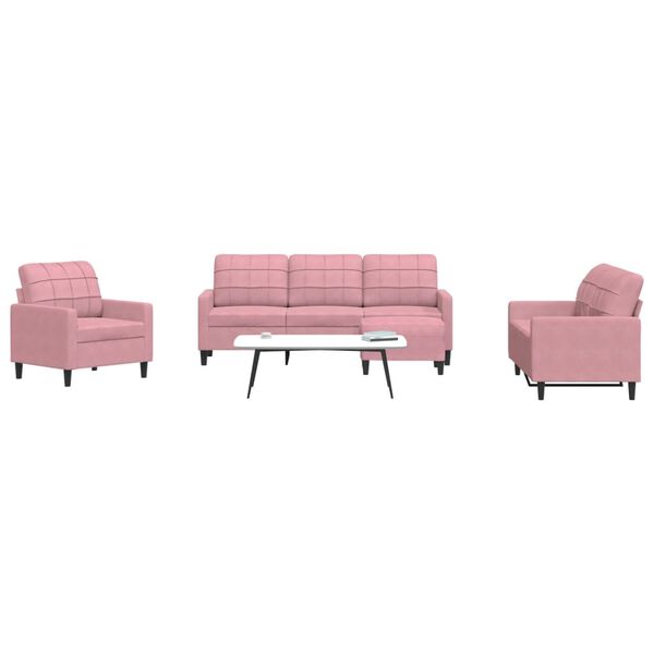 vidaXL 4-delige Loungeset met kussens fluweel roze
