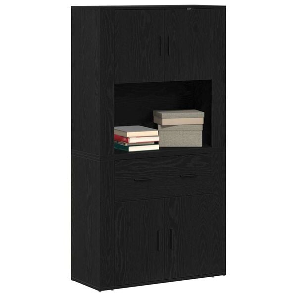 vidaXL Highboard met lade Zwart eiken 80 x 33 x 150 cm Bewerkt hout