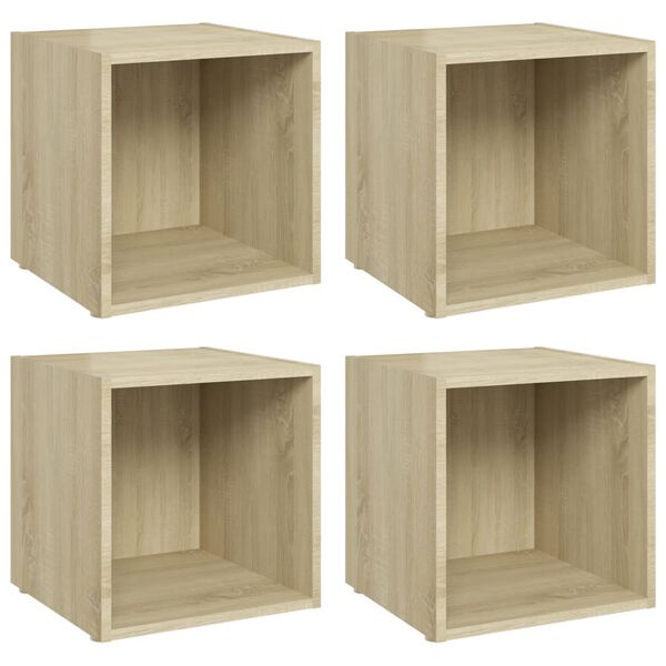vidaXL Tv-meubelen 4 st 37x35x37 cm bewerkt hout sonoma eikenkleurig