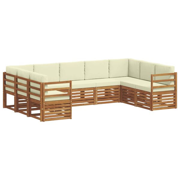 vidaXL Sofa-Sets 9 pcs Natuurlijk en Cr&egrave;me Massief Acaciahout
