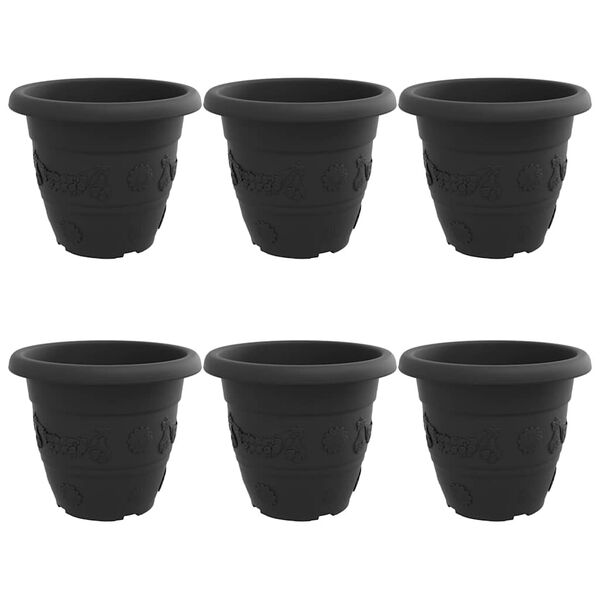 vidaXL Ronde Bloempot 6 pcs Zwart &Oslash; 26 x 21.5 cm Kunststof