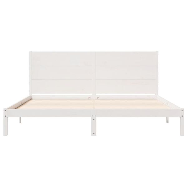 vidaXL Bedframe extra lang zonder matras massief hout wit 180x210 cm
