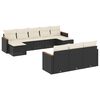 vidaXL 10-delige Loungeset met kussens poly rattan zwart
