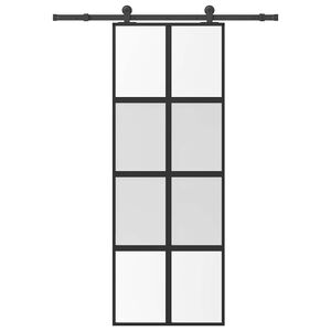 vidaXL Schuifdeur met beslag 76x205 cm gehard glas en aluminium