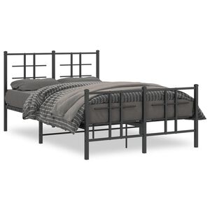 vidaXL Bedframe met hoofd- en voeteneinde metaal zwart 120x190 cm