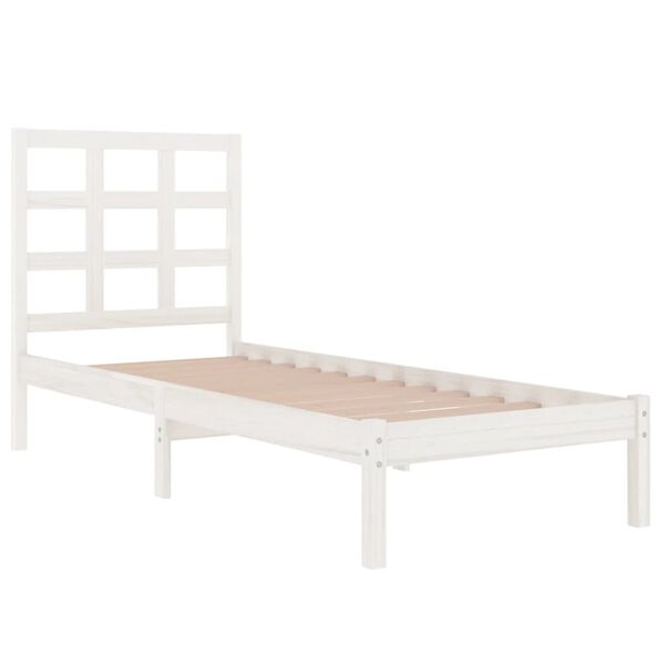 vidaXL Bedframe massief hout wit 75x190 cm