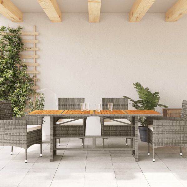 vidaXL Tuintafel met acaciahouten blad 190x80x75 cm poly rattan grijs