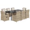 vidaXL 9-delige Tuinset met kussens poly rattan beige