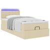 vidaXL Ottoman bed met matras en LED's 100x200 cm stof cr&egrave;mekleurig