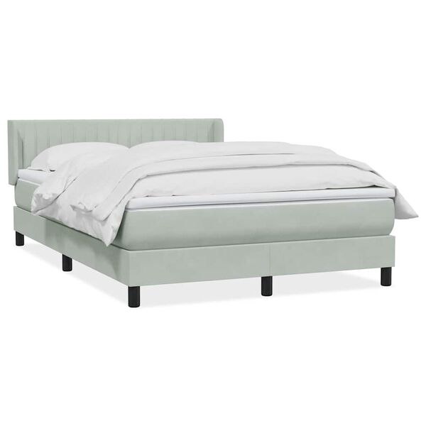 vidaXL Boxspring met matras fluweel lichtgrijs 140x220 cm