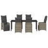 vidaXL Tuin eettafelset met kussen 7 pcs Grijs poly rattan